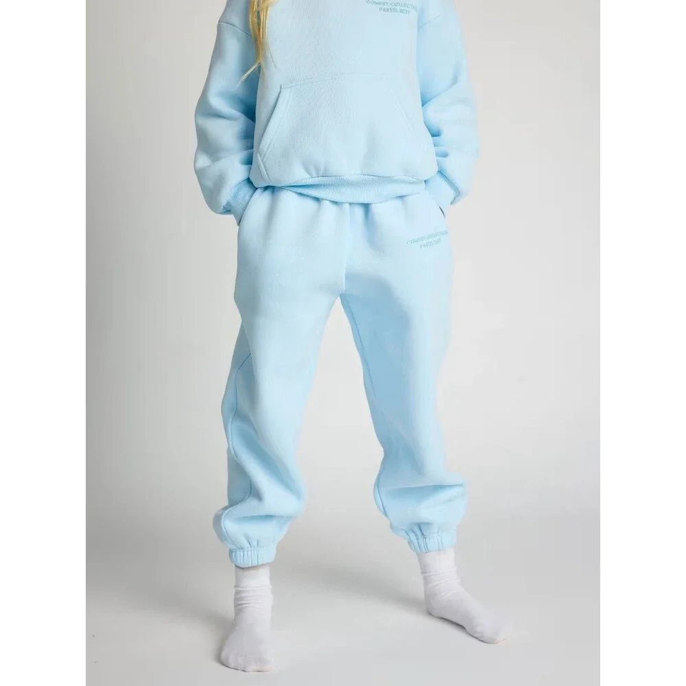 Comfrt Kids Pastel Edit Sweatpants Baby Blue Fleece Joggers Youth Small